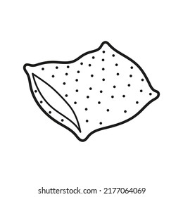 Polka dot pillow. Coloring book for children. Black and white vector illustration.