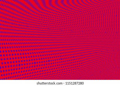Polka dot pop art halftone pattern. Gradient dots background. Modern vector illustration. Abstract curves. Points backdrop. Bright colors dotted spotted pattern
