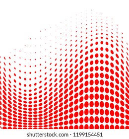 Polka dot pop art halftone pattern. Gradient dots background. Modern bright red white festive vector illustration. Abstract curves. Points backdrop. Bright colors dotted spotted pattern