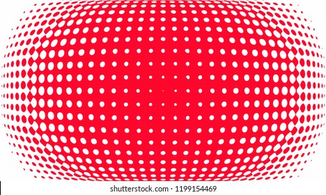 Polka dot pop art halftone pattern. Gradient dots background. Modern bright red white festive vector illustration. Abstract curves. Points backdrop. Bright colors dotted spotted pattern
