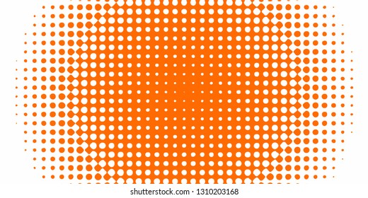 Polka dot pop art halftone pattern. Gradient dots background. Modern orange wide dotted vector illustration. Abstract curves. Points backdrop