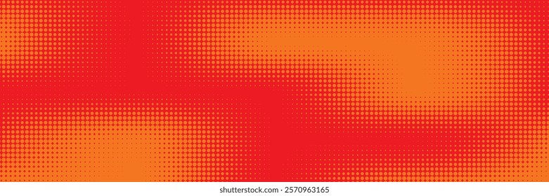 Polka dot pop art halftone pattern. Red dots on orange background
