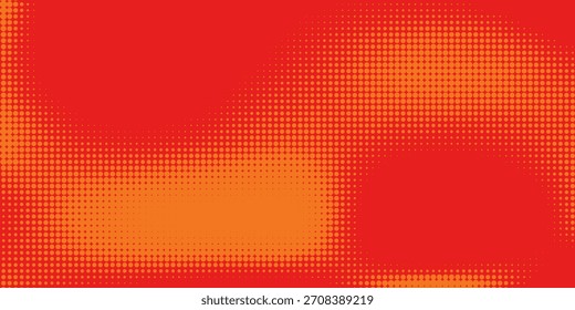Polka dot pop art halftone pattern. Red dots on orange background

