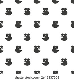 Polka dot print with cute koala bears. Seamless vector black and white pattern