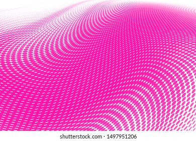 Polka dot purple white halftone pattern. Gradient dots background. Modern vector illustration. Abstract curves, stains and splashes. Grunge points backdrop. Bright colors dotted spotted pattern