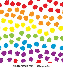 Polka dot rainbow abstract seamless pattern on white background. Vector design for textile, backgrounds, clothes, wrapping paper, web sites and wallpaper. Fashion illustration seamless pattern.