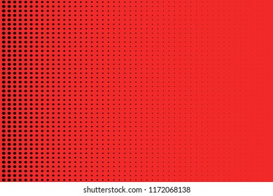 Polka dot red black halftone pattern. Gradient dots background. Modern vector illustration. Abstract curves. Points backdrop. Bright colors dotted spotted pattern