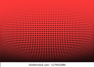 Polka dot red black halftone pattern. Gradient dots background. Modern vector illustration. Abstract curves. Points backdrop. Bright colors dotted spotted pattern