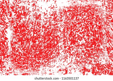 Polka dot red white grunge halftone pattern. Gradient dots background. Modern vector illustration. Pixel art. Points backdrop. Brigt colors grunge spotted pattern