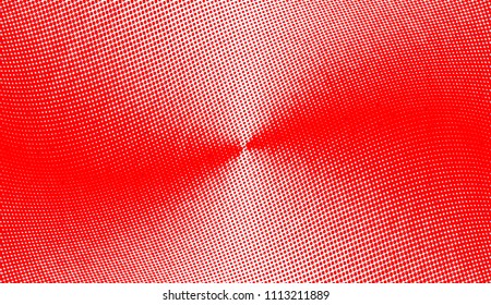 Polka dot red white halftone pattern. Gradient dots background. Modern vector illustration. Abstract curves. Points backdrop. Dotted spotted pattern