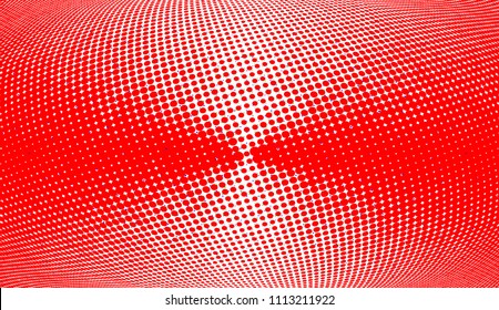 Polka dot red white halftone pattern. Gradient dots background. Modern vector illustration. Abstract curves. Points backdrop. Dotted spotted pattern