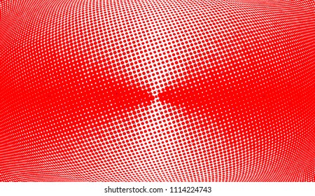 Polka dot red white halftone pattern. Gradient dots background. Modern vector illustration. Abstract curves. Points backdrop. Dotted spotted pattern