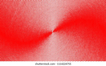 Polka dot red white halftone pattern. Gradient dots background. Modern vector illustration. Abstract curves. Points backdrop. Dotted spotted pattern