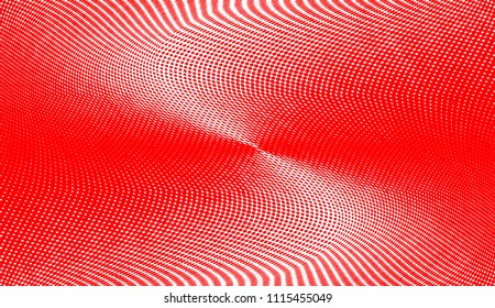 Polka dot red white halftone pattern. Gradient dots background. Modern vector illustration. Abstract curves. Points backdrop. Dotted spotted pattern