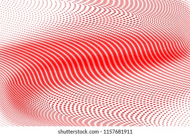 Polka dot red white halftone pattern. Gradient dots background. Modern vector illustration. Abstract curves. Points backdrop. Brigt colors dotted spotted pattern.