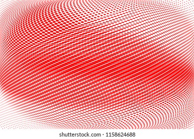 Polka dot red white halftone pattern. Gradient dots background. Modern vector illustration. Abstract curves. Points backdrop. Brigt colors dotted spotted pattern