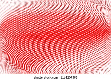Polka dot red white halftone pattern. Gradient dots background. Modern vector illustration. Abstract curves. Points backdrop. Brigt colors dotted spotted pattern
