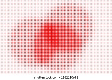 Polka dot red white halftone pattern. Gradient dots background. Modern vector illustration. Abstract curves. Points backdrop. Brigt colors dotted spotted pattern