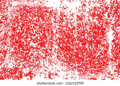 Polka dot red white halftone pattern. Gradient dots background. Modern vector illustration. Abstract curves. Points backdrop. Brigt colors grunge spotted pattern