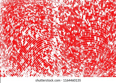 Polka dot red white halftone pattern. Gradient dots background. Modern vector illustration. Abstract curves. Points backdrop. Bright colors grunge spotted pattern