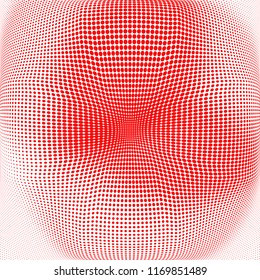 Polka dot red white halftone pattern. Gradient dots background. Modern vector illustration. Abstract curves. Points backdrop. bright colors dotted spotted pattern