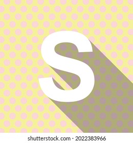 Polka dot 'S' alphabet letter logo icon. Modern line design. Pink circles on yellow background. EPS 10.