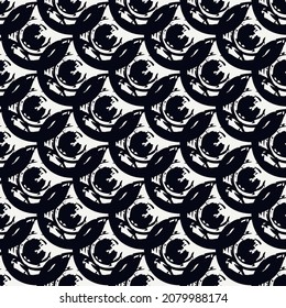 Polka Punkt, Farbpalette Pinsel nahtlos Muster. Freehand Design Geo Hintergrund. Circle Motiv klassische geometrische Ornament. Trendy, handgezeichnet. Künstlerisch gezeichnete abstrakte Vektorhintergrund