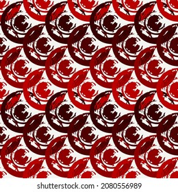 Polka dot, scale paint brush seamless pattern. Freehand design geo background. Circle motif classic geometric ornament. Trendy handdrawn print. Artistic hand drawn abstract vector wallpaper