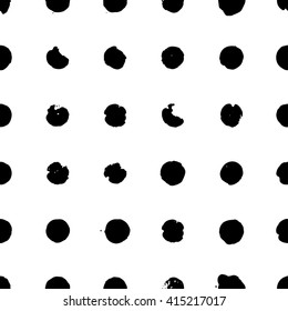Polka dot seamless  monochrome pattern. Black dots on the white background. Vector illustration.