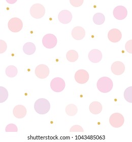 Polka dot seamless pattern background in pastel pink. For birthday, valentine and scrapbook design. Vector