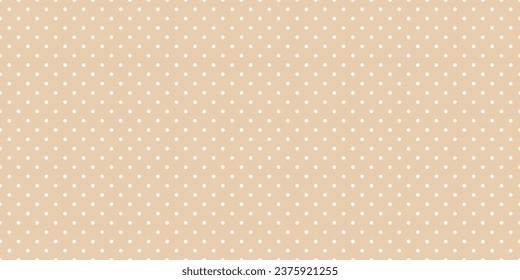 Polka dot seamless pattern. Beige and white repeated background. Swatch template for textile, fabric, plaid, tablecloths, clothes. Vector wide ecru wallpaper