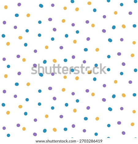 Polka dot seamless pattern. Birthday simple dots background. Vector illustration childish doodles. Flat repeat cover with mini circles. Fun design for baby parties, kid themes.