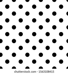 Polka dot seamless pattern, black and white design. Vector illustration