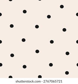 Polka dot seamless pattern. Black Polka dot background, artistic hand drawn  illustrations tiny dots seamless surface design.