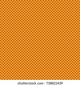 Polka dot seamless pattern. Black dots on orange background. Good for wrapping paper, web page background, party invitations, greeting cards, Halloween decoration.