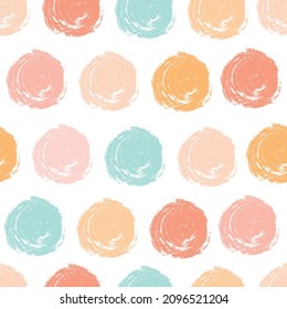 Polka dot seamless pattern. Brush strokes. Hand-drawn Minimalistic  brush texture in Scandinavian style in pastel colors. Design for printing baby clothes, textiles, fabrics.