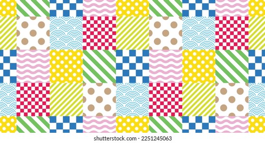 polka dot seamless pattern checked vector striped japan wave gift wrapping paper scarf isolated repeat background cartoon doodle tile wallpaper illustration design
