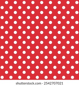 Polka dot seamless pattern, Christmas red and white background