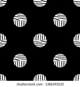 Polka dot seamless pattern. Circles with Zebra stripes. Patterned texture. Geometric background. Can be used for wallpaper, textile, invitation card, wrapping, web page background.