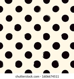 Polka dot seamless pattern. Classic geometric surface print. Repeated mini circle motif. Modern minimal freehand brush design texture. Handdrawn doodle contemporary vector abstract background