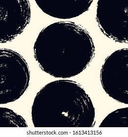 Polka dot seamless pattern. Classic geometric surface print. Repeated large circle motif. Modern minimal freehand brush design texture. Handdrawn doodle contemporary vector abstract background