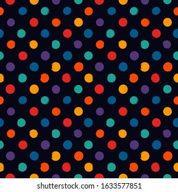 Polka dot seamless pattern. Classic geometric surface print. Repeated mini circle motif. Modern minimal freehand brush design texture. Handdrawn doodle contemporary vector abstract background