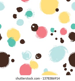 Polka dot seamless pattern. Color ink.