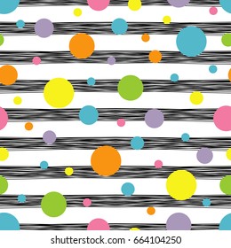 Polka dot seamless pattern. Colorful jelly beans. Vector illustration. Textile rapport.
