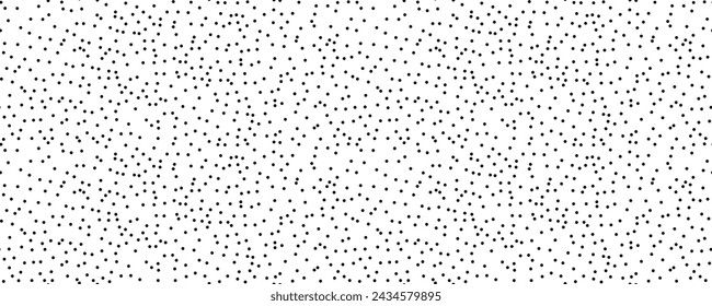 Polka dot seamless pattern. Creative texture of chaotic round shapes. Vector illustration of small black circles on white background. Dotted wrapping paper sample