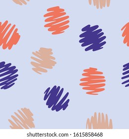 Polka dot seamless pattern. Decorative hand drawn circles. Simple graphic background.