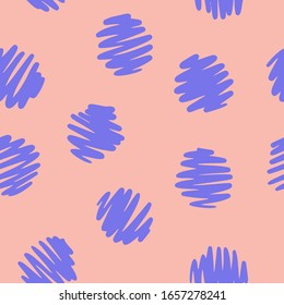 Polka dot seamless pattern. Decorative hand drawn circles. Simple spot graphic background.