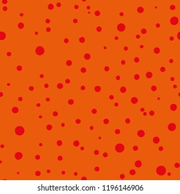Polka dot seamless pattern. Dotted background with circles, dots, rounds Scalable vector graphics. Classic tile style. Bright orange-red color
