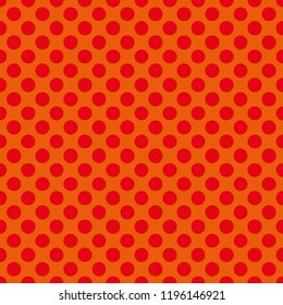 Polka dot seamless pattern. Dotted background with circles, dots, rounds Scalable vector graphics. Classic tile style. Bright orange-red color