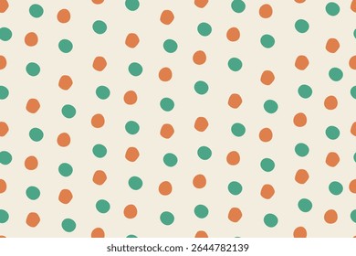 Polka dot, seamless pattern. Endless feminine texture, background design with spots. Modern minimal repeating print for fashion textile, fabric, cloth, wrapping. Colored flat vector illustration